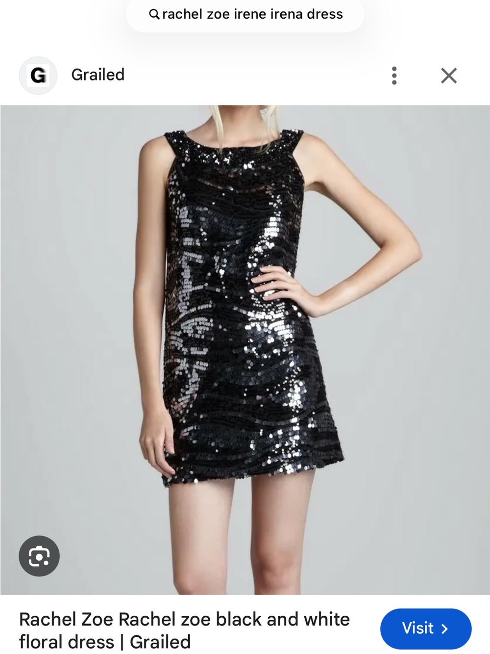 Rachel Zoe Irena Black Sequin Mini Shift Dress Beaded Jewel Neck